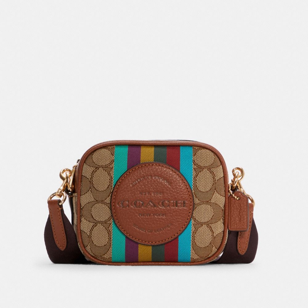 COACH®  Mini Dempsey Camera Bag In Signature Jacquard With Stripe And  Coach Patch