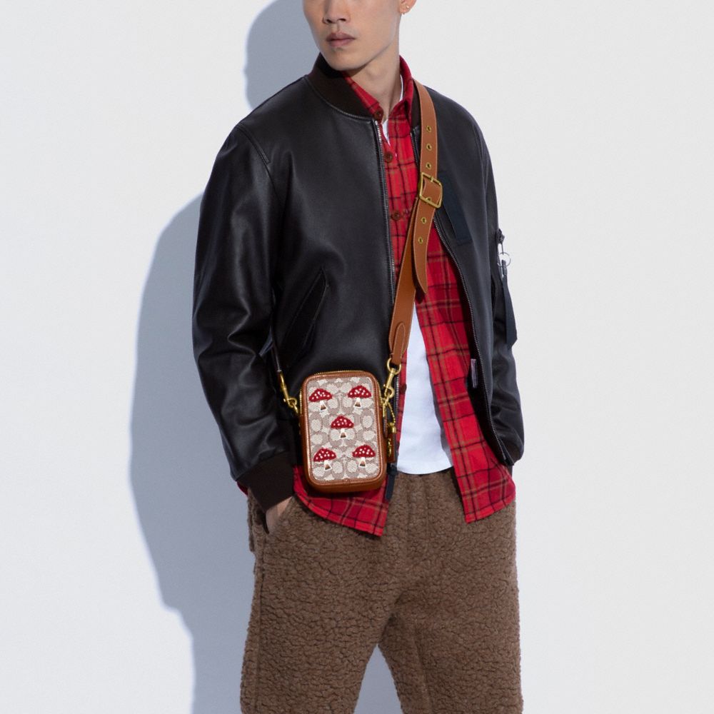 COACH®,Rogue Crossbody 12 In Signature Textile Jacquard With Mushroom Motif Embroidery,,Detail View