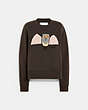 COACH®,OWL SWEATSHIRT IN ORGANIC COTTON AND RECYCLED POLYESTER,Brown,Front View
