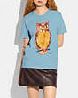 COACH®,PAINTED OWL T-SHIRT IN ORGANIC COTTON,PALE BLUE,Scale View
