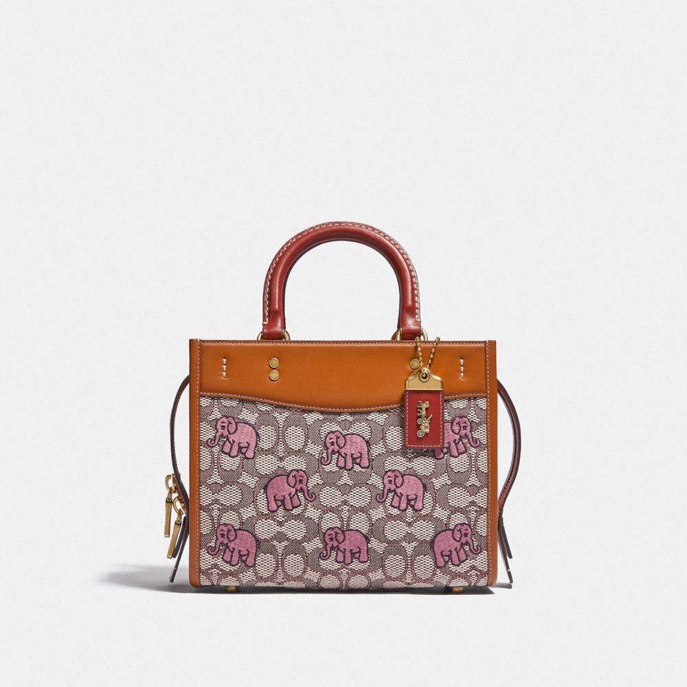 Rogue Bag 25 In Signature Textile Jacquard With Embroidered Elephant
