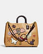 COACH®,ROGUE 39 WITH CREATURE PATCHES,Pebble Leather/Smooth Leather,X-Large,Brass/Light Tan Multi,Front View