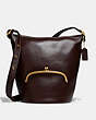 COACH®,KISSLOCK DUFFLE,Smooth Leather,Medium,Brass/Dark Teak,Front View