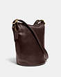 COACH®,KISSLOCK DUFFLE,Smooth Leather,Medium,Brass/Dark Teak,Angle View
