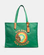 COACH®,TOTE 42 IN 100 PERCENT RECYCLED CANVAS,X-Large,Brass/Amazon Green,Front View