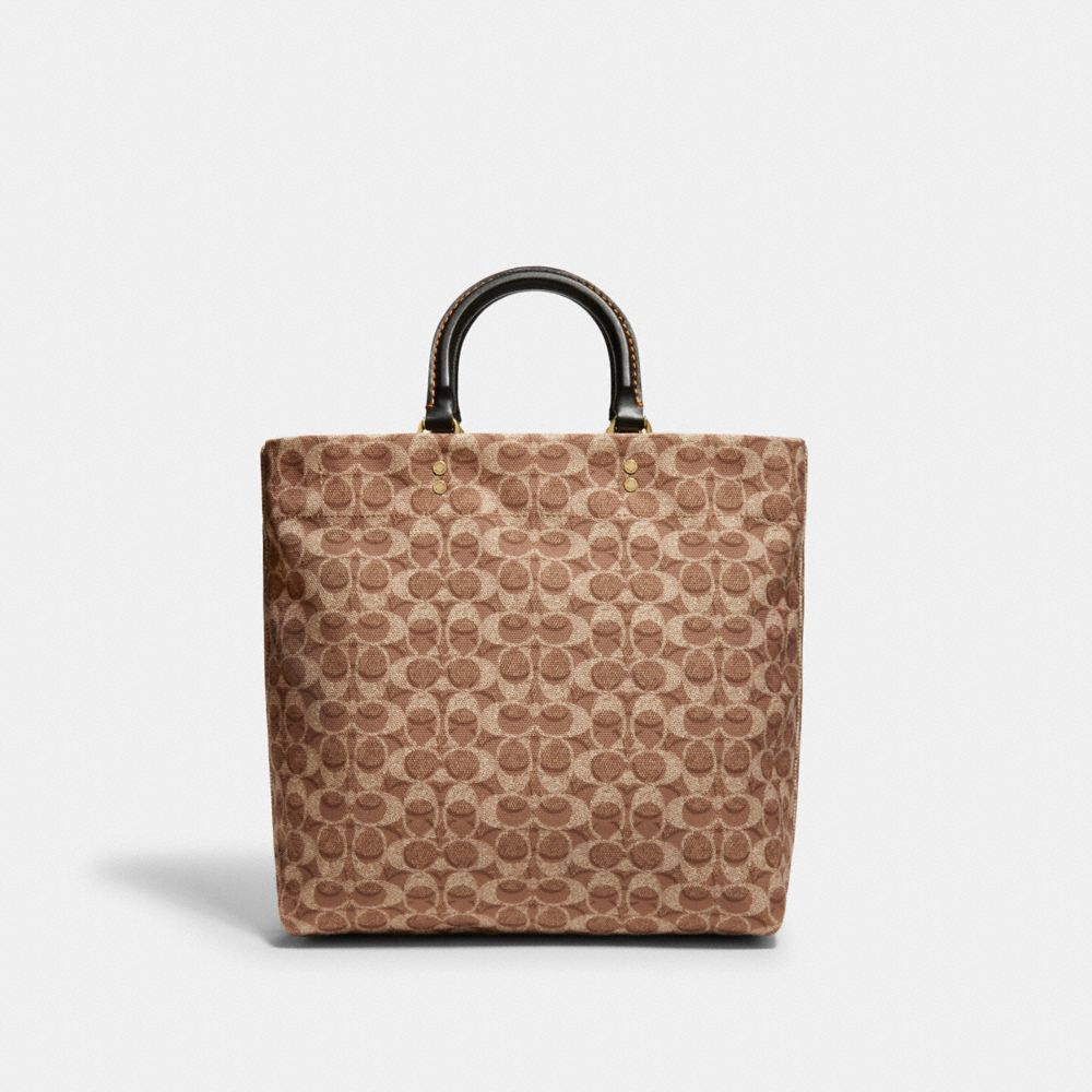 Rogue Tote 29 In Recycled Signature Canvas With Trompe L'oeil Print