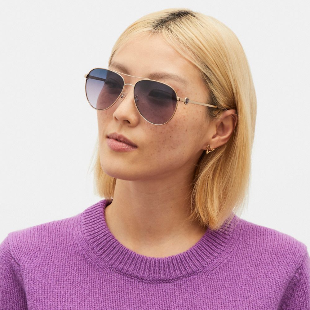 COACH®  Metal Aviator Sunglasses