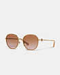 COACH®,METAL ROUND SUNGLASSES,Milky Amber,Front View