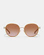 COACH®,METAL ROUND SUNGLASSES,Milky Amber,Inside View,Top View