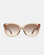 COACH®,SCULPTED SIGNATURE ROUND SUNGLASSES,Transparent Brown,Inside View,Top View