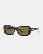 COACH®,HORSE AND CARRIAGE RECTANGLE SUNGLASSES,Green Tortoise,Front View