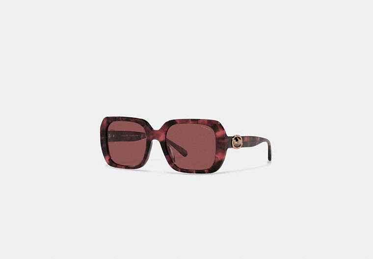 COACH®,HORSE AND CARRIAGE SQUARE SUNGLASSES,Wine Tortoise,Front View