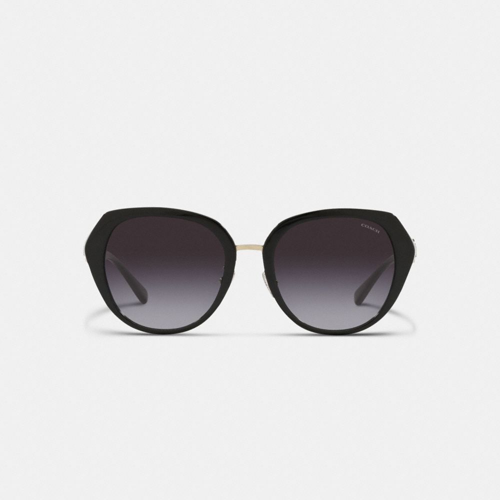 COACH®,HORSE AND CARRIAGE OVERSIZED ROUND SUNGLASSES,Black,Inside View,Top View