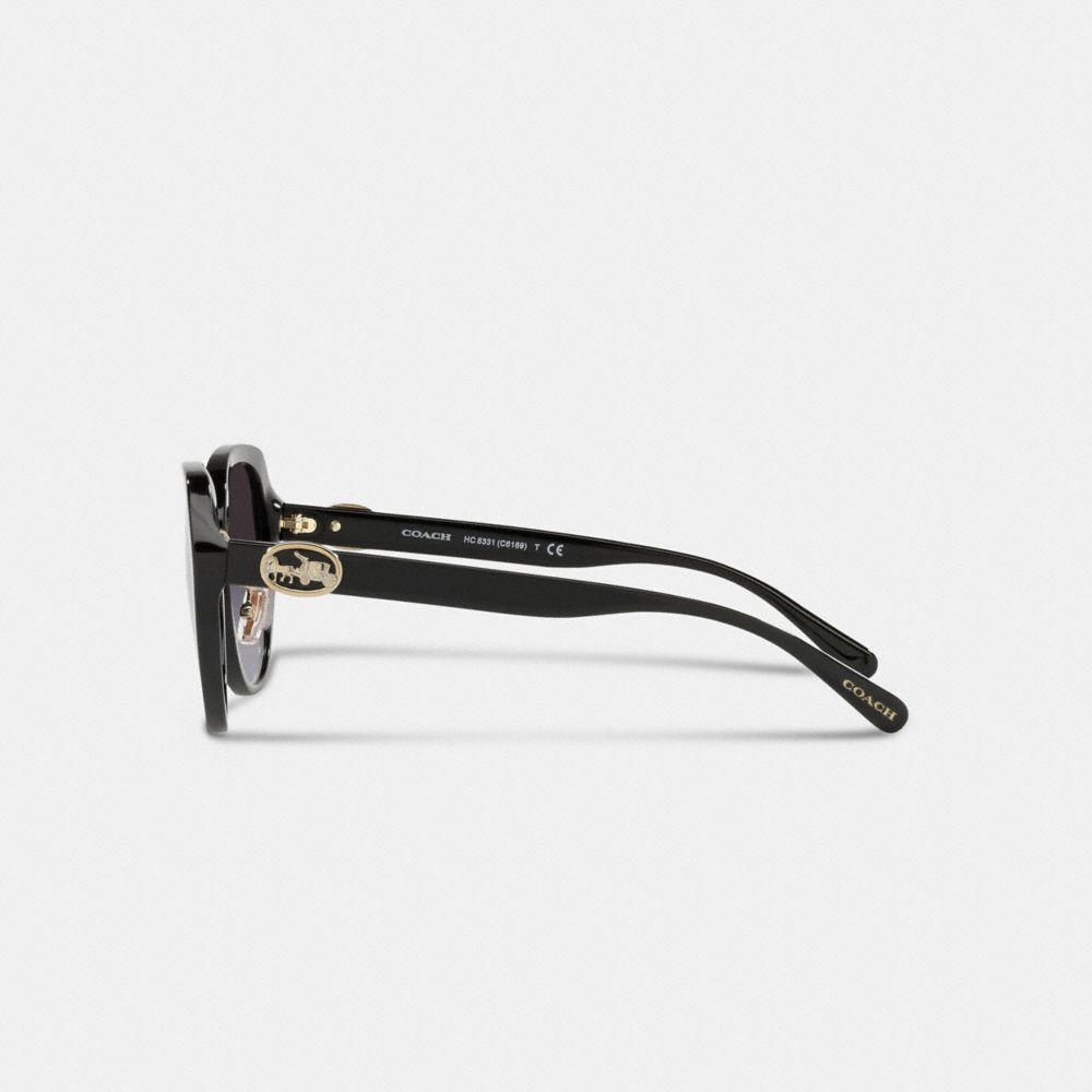 COACH®,HORSE AND CARRIAGE OVERSIZED ROUND SUNGLASSES,Black,Alternate View