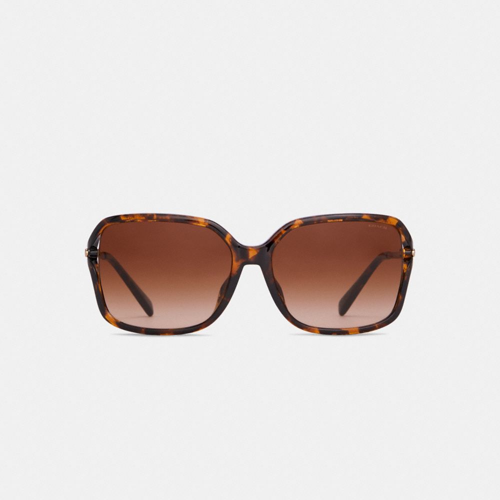 COACH®,Metal Square Sunglasses,Square,Logo,Integrated Nose Pads,Casual,Brown,Inside View,Top View