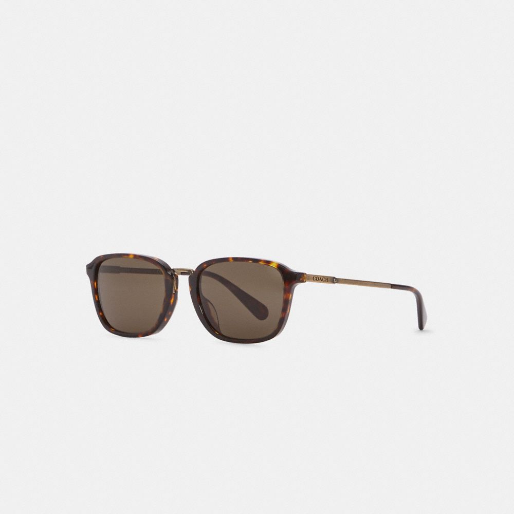 COACH®,SIGNATURE METAL FRAME SUNGLASSES,Dark Tortoise/ Antique Gold,Front View