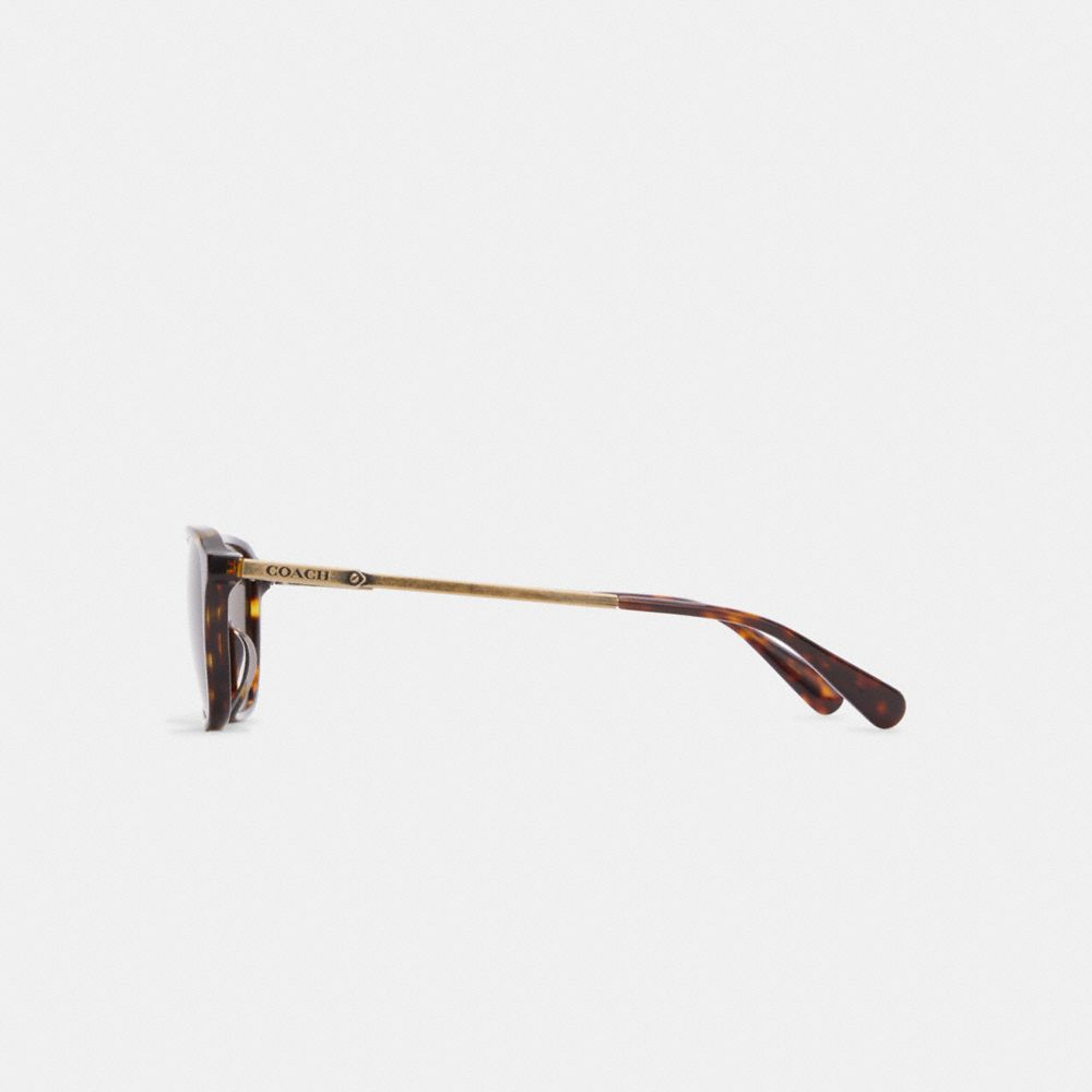 COACH®,SIGNATURE METAL FRAME SUNGLASSES,Dark Tortoise/ Antique Gold,Alternate View