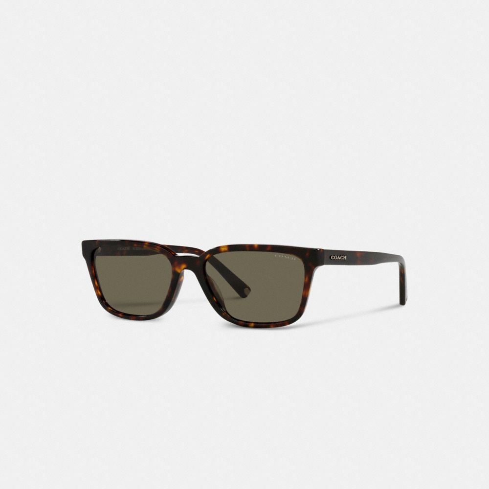 COACH®,SIGNATURE WORKMARK SQUARE SUNGLASSES,DARK TORTOISE,Front View