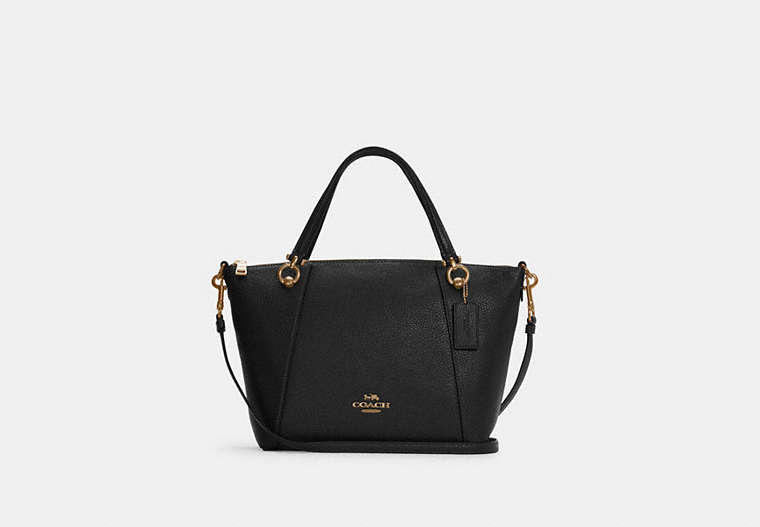COACH®,KACEY SATCHEL,Pebbled Leather,Large,Anniversary,Gold/Black,Front View