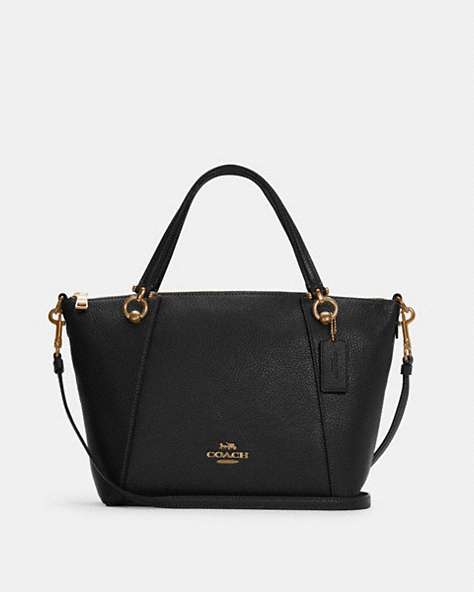COACH®,KACEY SATCHEL,Pebbled Leather,Large,Anniversary,Gold/Black,Front View