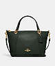 COACH®,KACEY SATCHEL BAG,Pebbled Leather,Large,Anniversary,Gold/Amazon Green,Front View