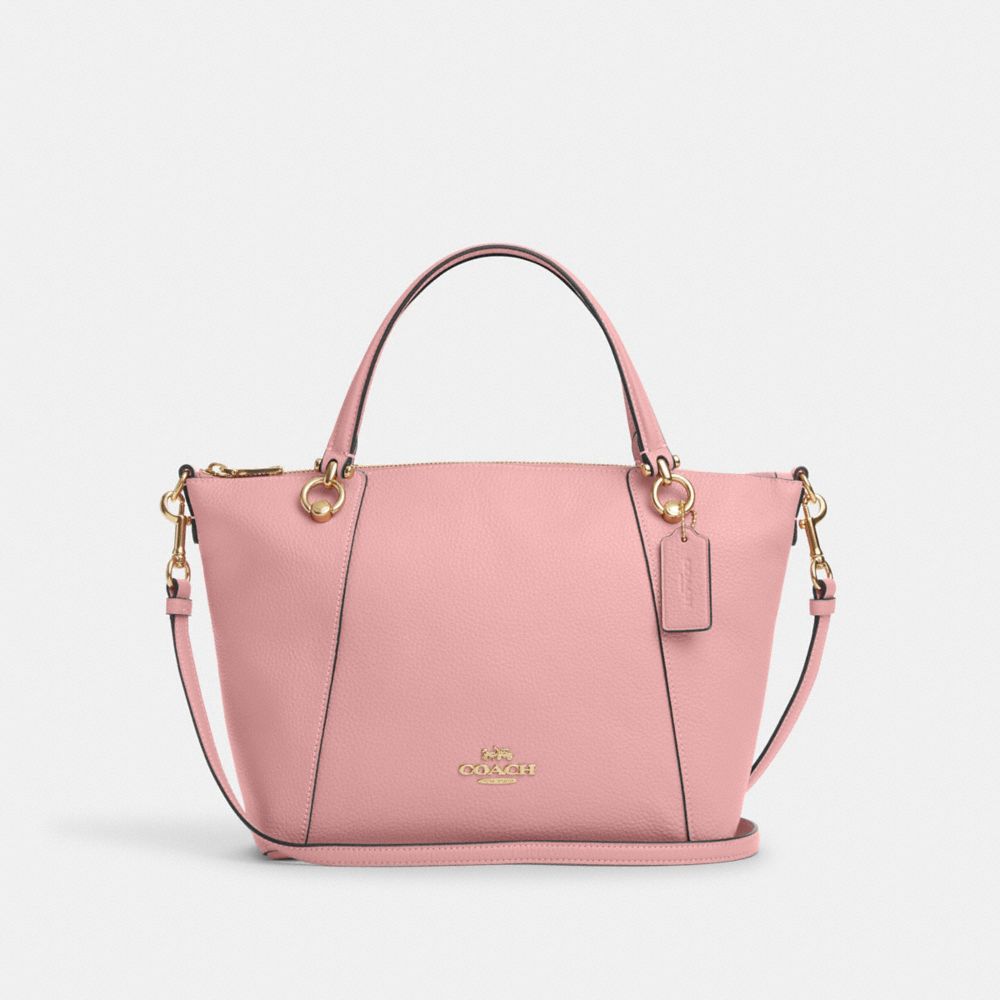 COACH®,KACEY SATCHEL BAG,Pebbled Leather,Large,Anniversary,Gold/Light Blush,Front View