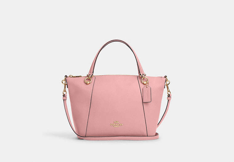 COACH®,KACEY SATCHEL,Pebbled Leather,Large,Anniversary,Gold/Light Blush,Front View
