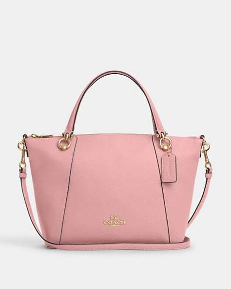 COACH®,KACEY SATCHEL,Pebbled Leather,Large,Anniversary,Gold/Light Blush,Front View