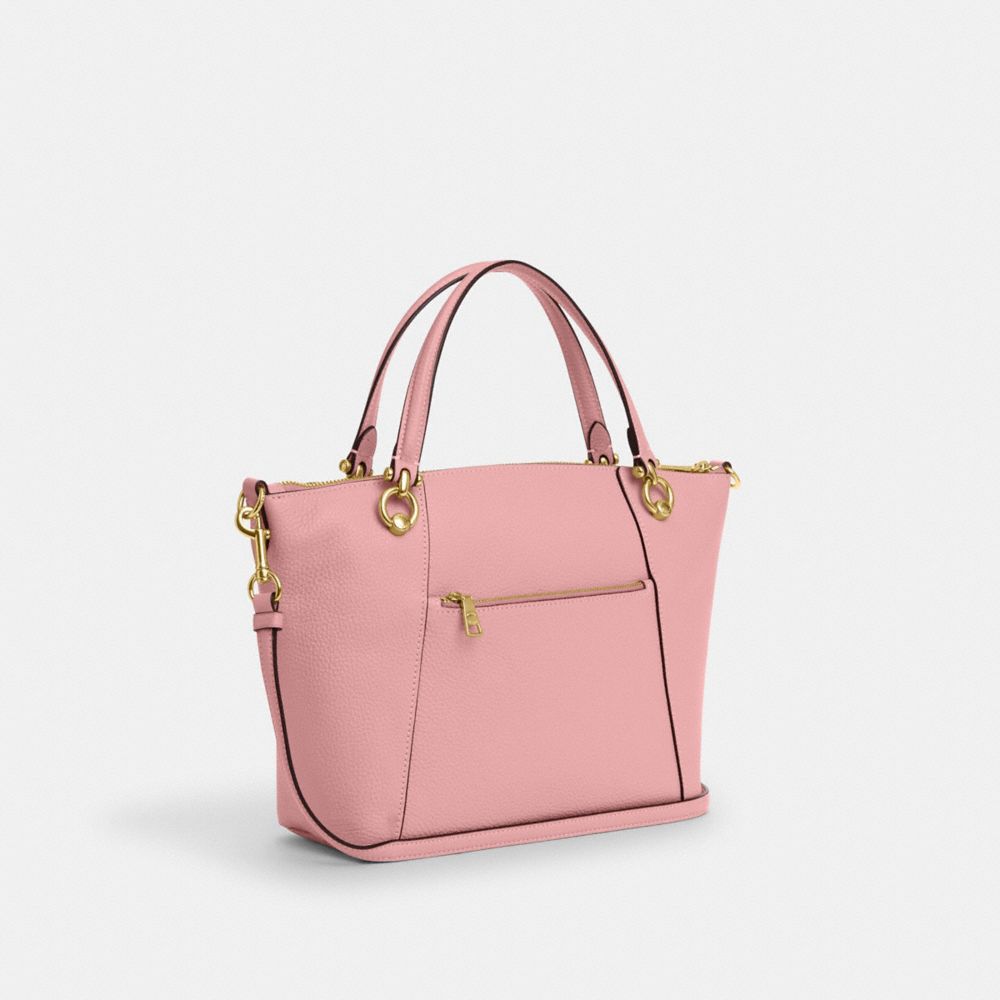COACH®,KACEY SATCHEL BAG,Pebbled Leather,Large,Anniversary,Gold/Light Blush,Angle View