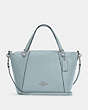 COACH®,KACEY SATCHEL BAG,Pebbled Leather,Large,Anniversary,Silver/Powder Blue,Front View