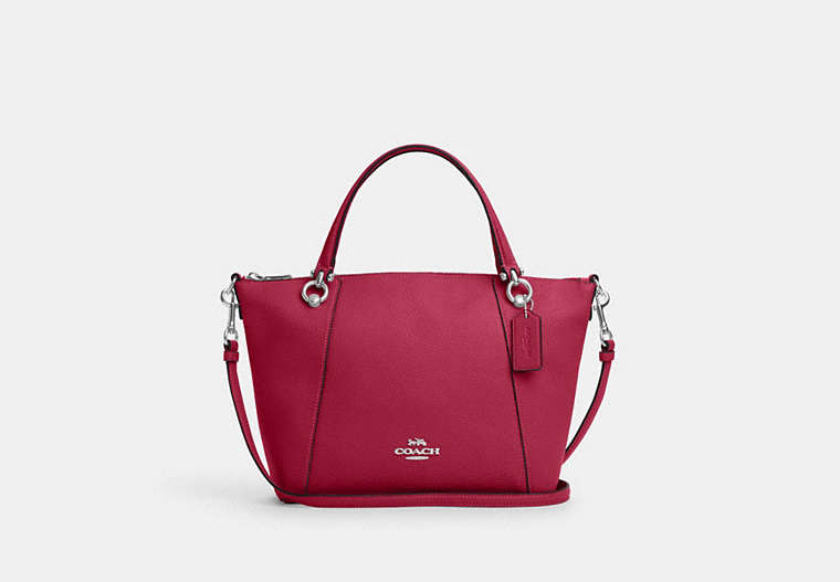 COACH®,KACEY SATCHEL,Pebbled Leather,Large,Anniversary,Silver/Bright Violet,Front View