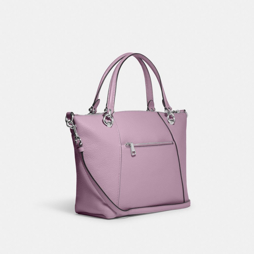 COACH®,KACEY SATCHEL BAG,Large,Anniversary,Silver/Ice Purple,Angle View
