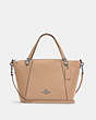 COACH®,KACEY SATCHEL,Pebbled Leather,Large,Anniversary,Silver/Taupe,Front View