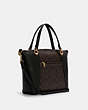 COACH®,KACEY SATCHEL IN SIGNATURE CANVAS,pvc,Large,Everyday,Gold/Brown Black,Angle View