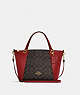 COACH®,KACEY SATCHEL BAG IN SIGNATURE CANVAS,pvc,Large,Everyday,Gold/Brown 1941 Red,Front View