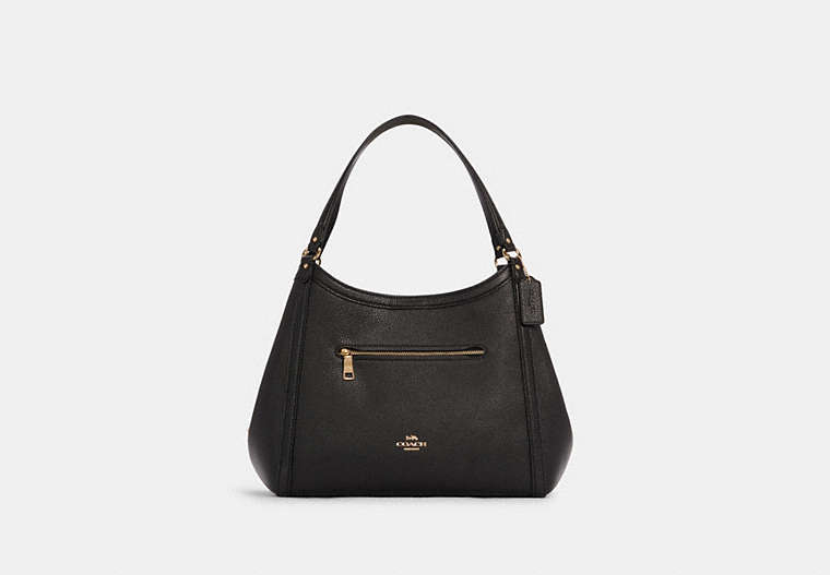 COACH®,KRISTY SHOULDER BAG,Pebbled Leather,Large,Gold/Black,Front View