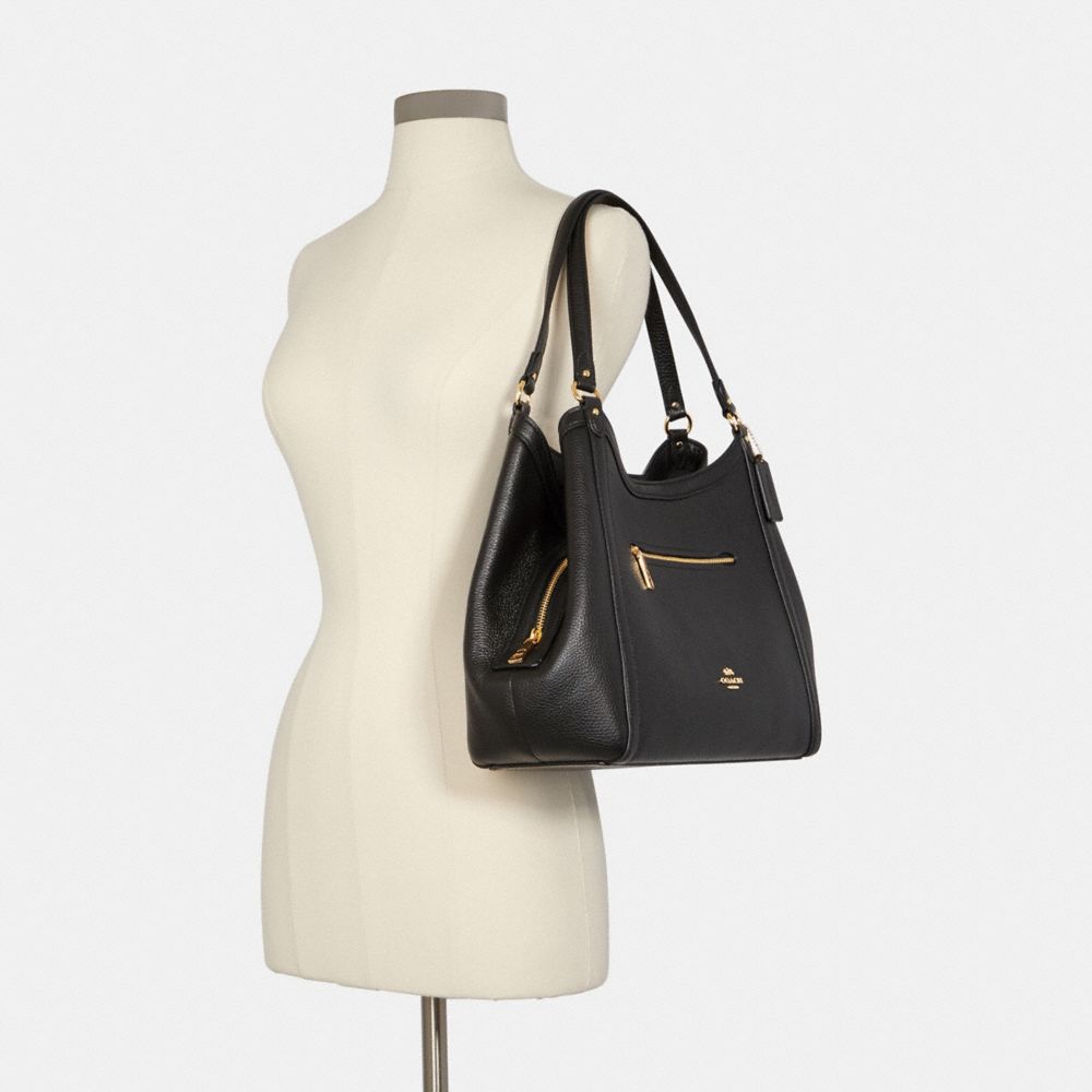 COACH®,PORTÉ-ÉPAULE KRISTY,Cuir maroquiné,Or/Noir,Alternate View