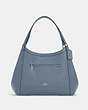COACH®,KRISTY SHOULDER BAG,Pebbled Leather,Large,Silver/Marble Blue,Front View