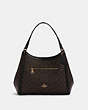 COACH®,KRISTY SHOULDER BAG IN SIGNATURE CANVAS,Large,Gold/Brown Black,Front View