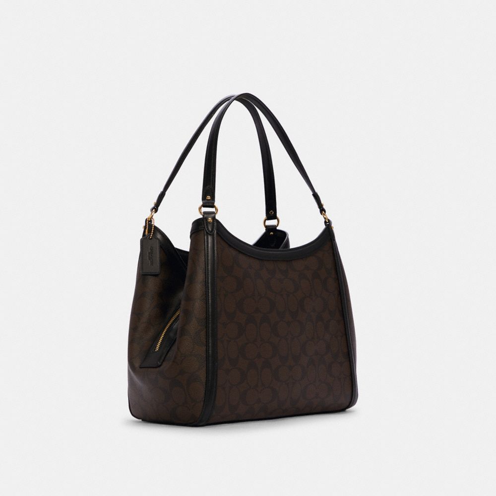 Coach Black/Brown Signature Coated Canvas and Leather Mini Christie  Carryall Satchel Coach