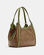 COACH®,KRISTY SHOULDER BAG IN SIGNATURE CANVAS,pvc,Large,Black Antique Nickel/Khaki/Olive Green,Angle View
