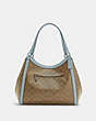COACH®,KRISTY SHOULDER BAG IN SIGNATURE CANVAS,pvc,Large,Silver/Khaki/Powder Blue,Front View
