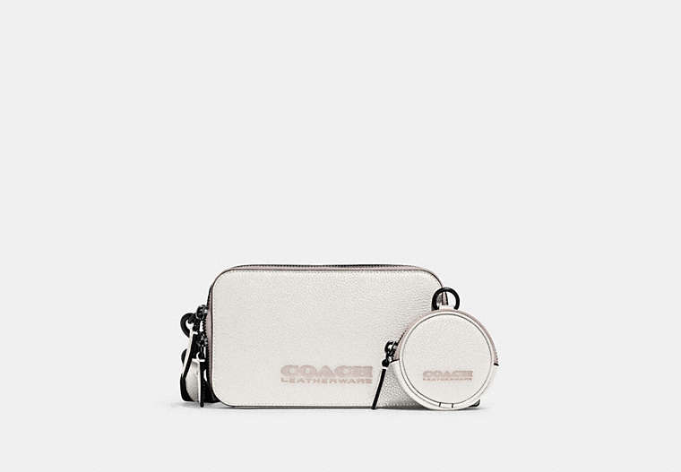 COACH®,CHARTER SLIM CROSSBODY,Polished Pebble Leather,Mini,Chalk/Steam,Front View