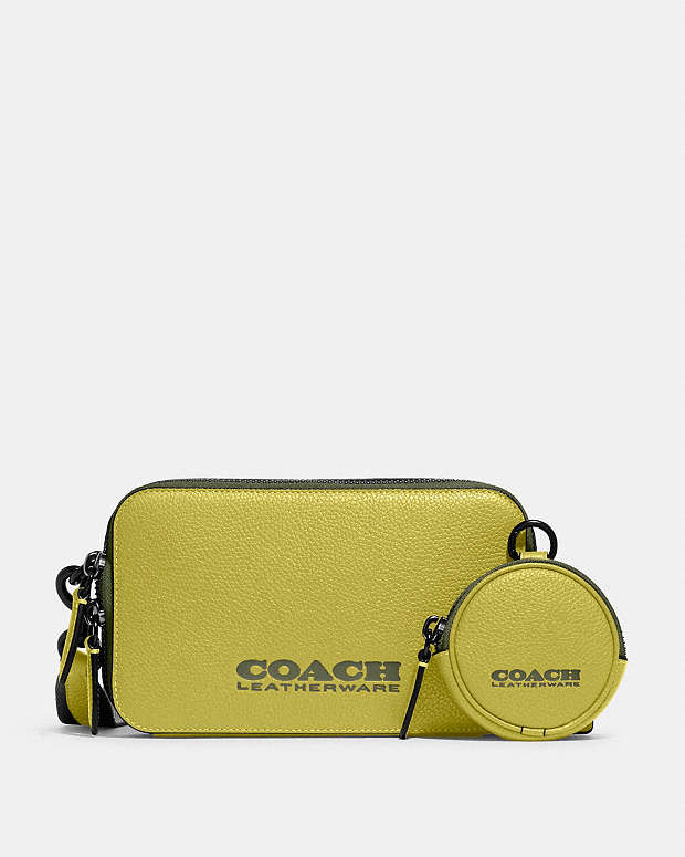 COACH Men's Charter Crossbody Bag in Pebble Leather with Chain