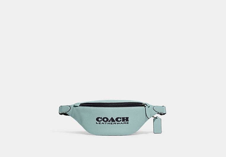 COACH®,CHARTER BELT BAG 7,Pebbled Leather,Small,Aqua/Midnight Navy,Front View