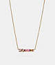 COACH®,SIGNATURE JEWEL CHAIN NECKLACE,Metal,Gold/Pink,Front View