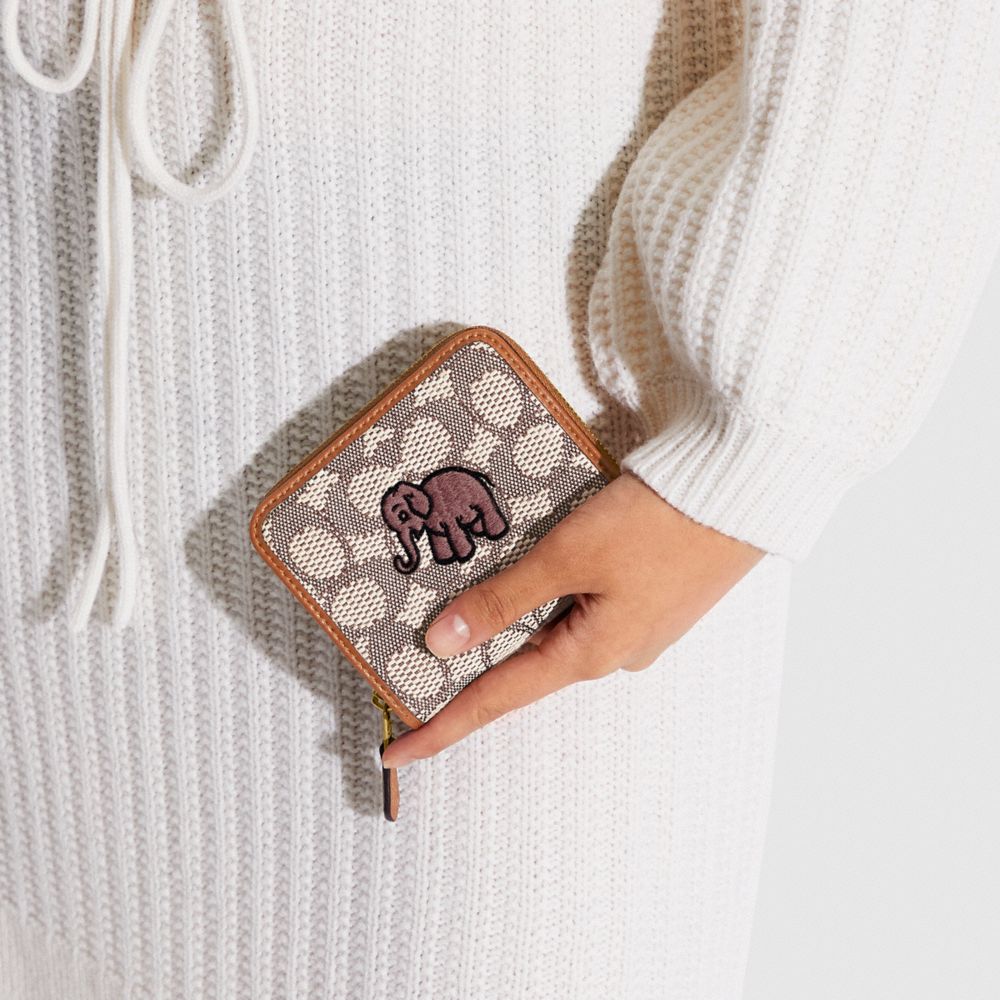 Card Case In Signature Textile Jacquard With Mushroom Motif Embroidery