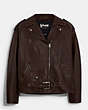 COACH®,COACH X SCHOTT N.Y.C. LEATHER MOTO JACKET,Smooth Leather,Brown,Front View