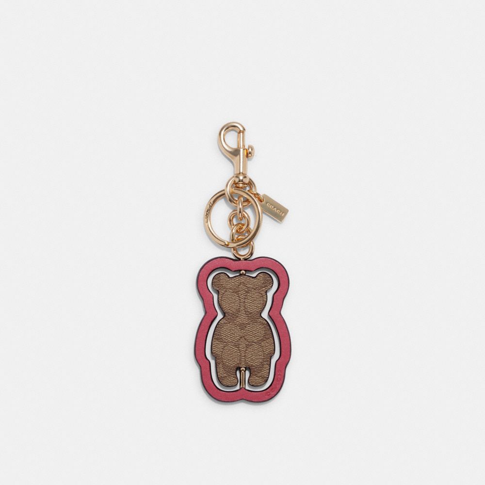 COACH® Outlet | Spinning Bear Bag Charm In Signature Canvas