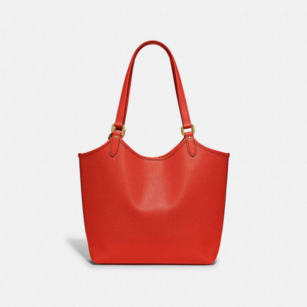 COACH®,Day Tote Bag,Leather,Canvas,Tote,Logo,Metal,Embossed,Piping,Casual,,Front View
